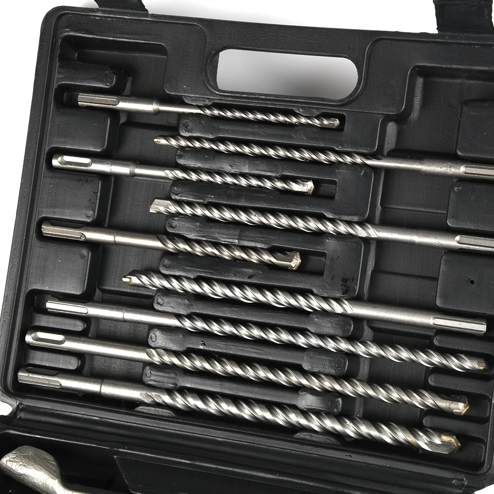 NAIPU 13pcs Masonry Drilling SDS Plus Hammer Drill Bits&Chisel Set For Masonry Concrete Working Kit
