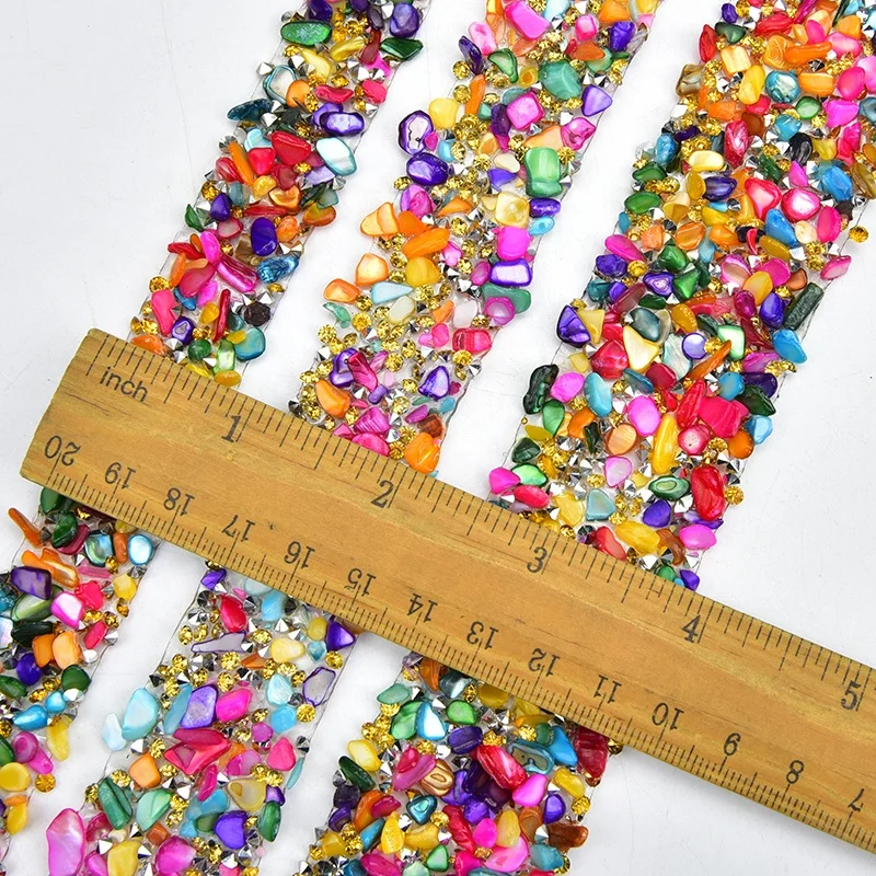 Luxurious Colorful Rhinestone Applique Trim Bridal Dress Sash Belt Gravel Ribbon Hot Fix Crystal for Clothes Fashion Accessories