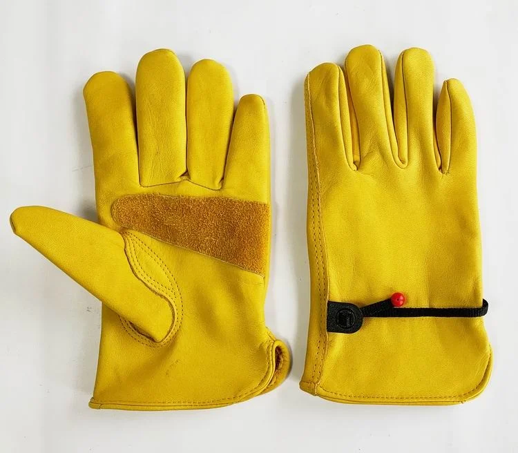 
YULAN LC611 Yellow cow Leather Work Gloves, with Wrist Closure, palm support 