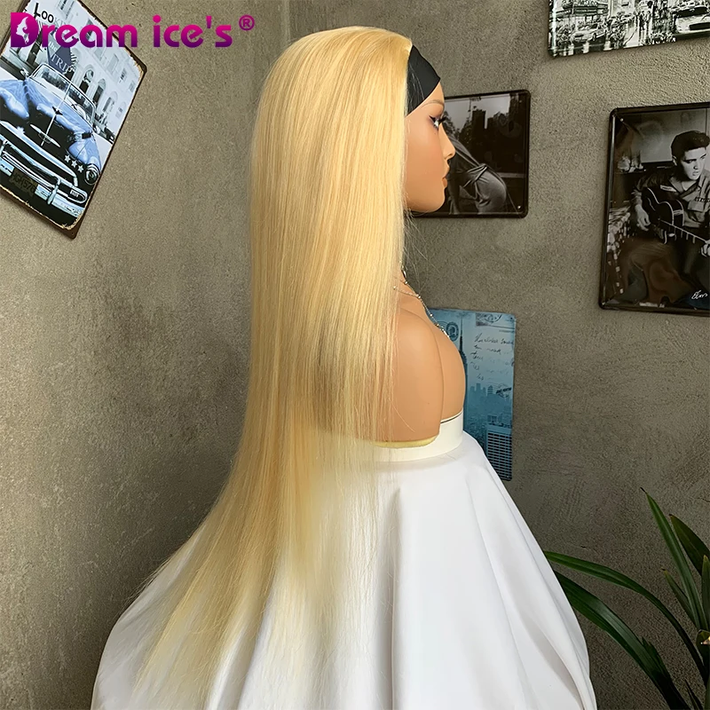 Wholesale 150% Density 613 Honey Blonde Brazilian Straight Human Hair Headband Wigs Glueless Pre Plucked Remy For Black Women