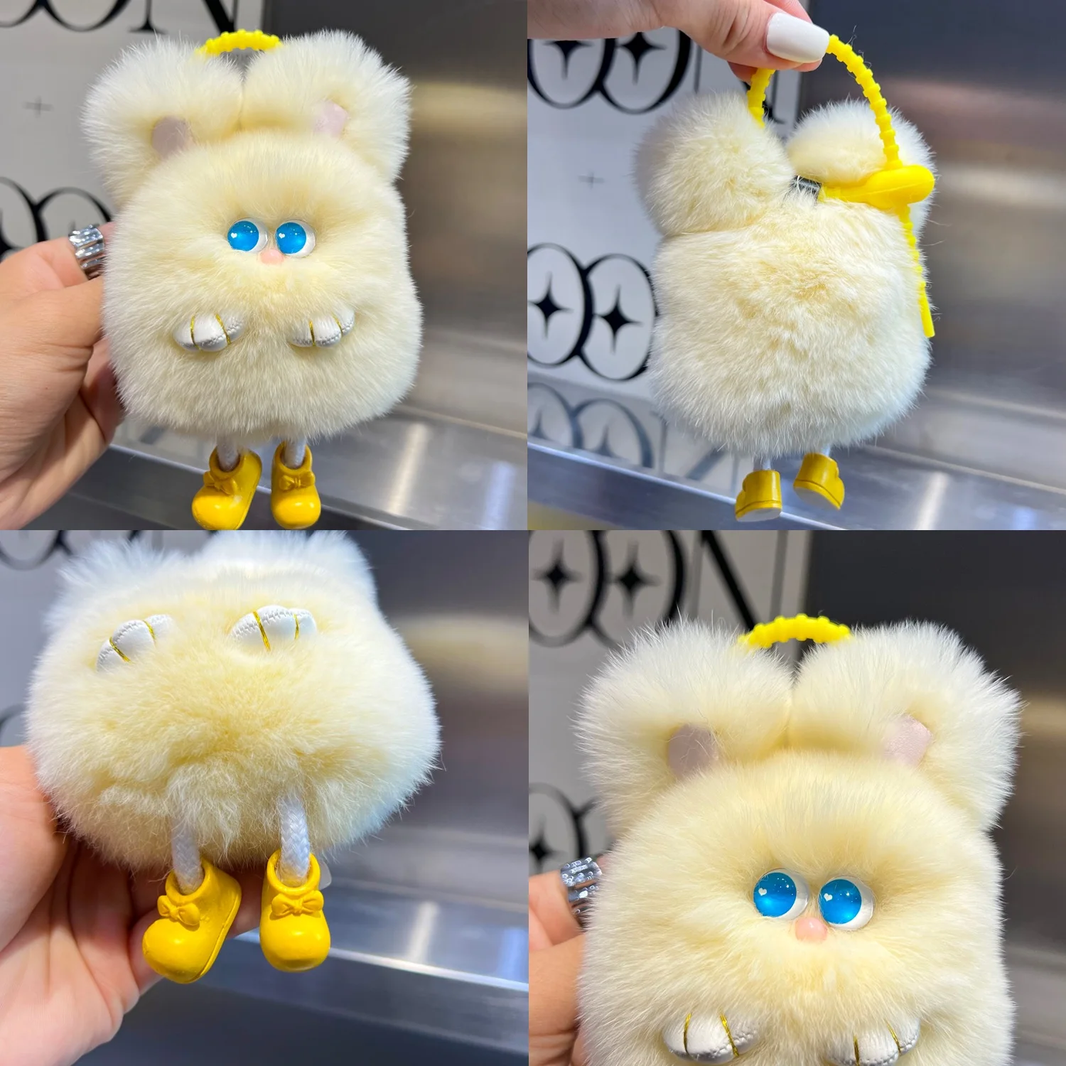New Luxury Rex rabbit hair Fur Plush Rabbit Keychain Ladys Girls Bag Car Key Keyring Pompon Pendant Accessories
