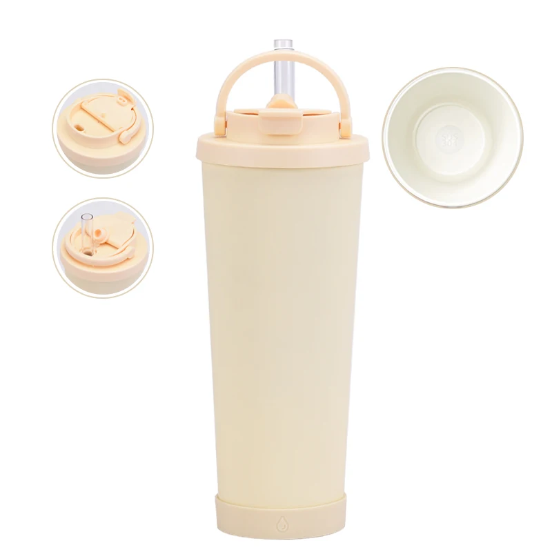New 830 ml ceramic inner stainless steel straw cup capable of absorbing pearls portable vacuum double-layer insulated Tumbler