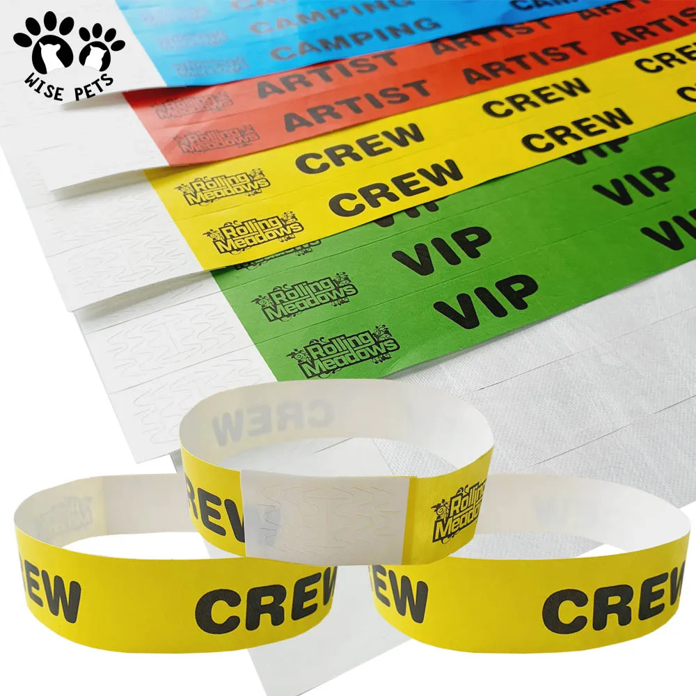Cheap Custom Logo Festival Party Printed Paper Wrist Band Disposable Self Adhesive Waterproof Bracelet Pulsera Tyvek Wristband