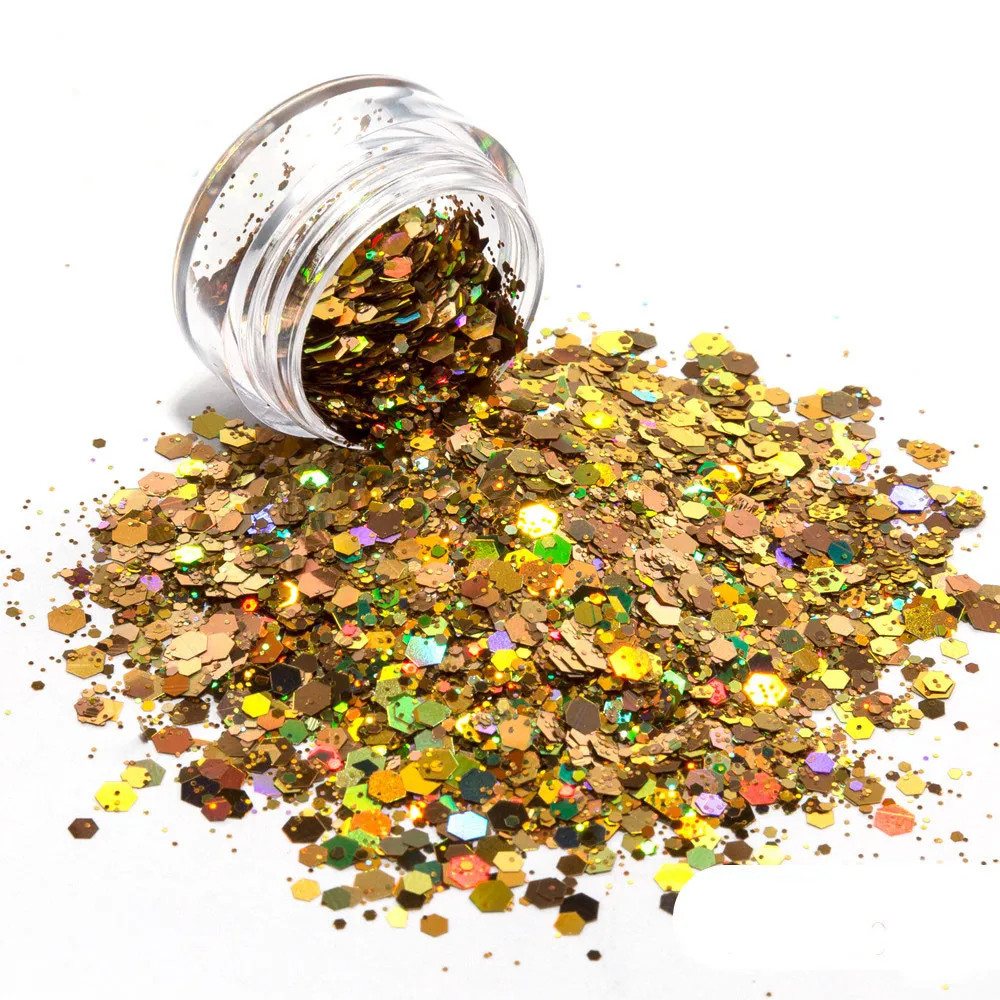 High-quality holographic silver glitter powder hexagon shaped glitter for Christmas Decoration