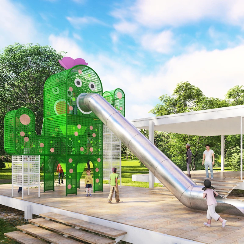 CE ASTM Factory new design outdoor games kids rope climbing net  with slide for outdoor playground