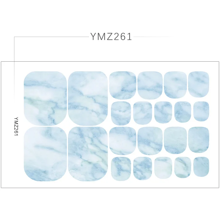 Wholesale toe nail sticker Glossy matte lamination nail strips sticker Marble Print Full Wraps Toenail Polish Stickers