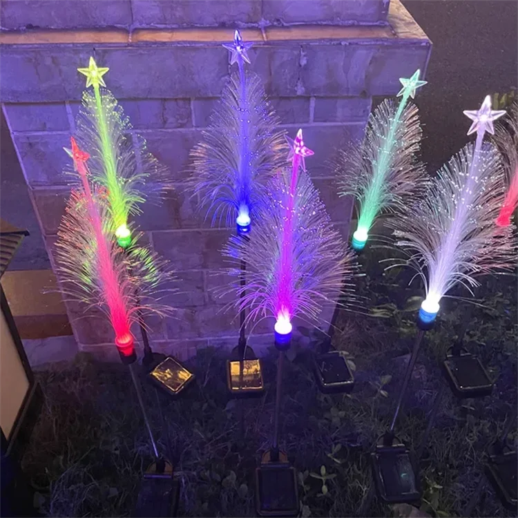 solar garden lights outdoor Waterproof Solar lawn Lamp colorful Christmas decorative fiber optic jellyfish light