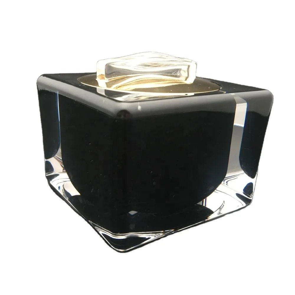 empty 30g 50g black color square luxury acrylic cream jar