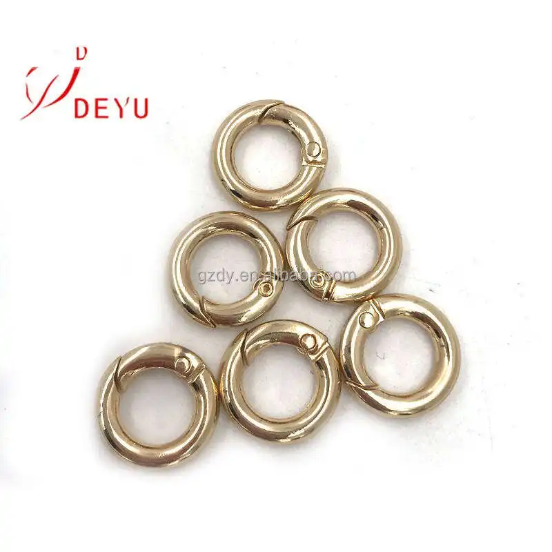 Wholesales custom metal spring gate zinc alloy plating o ring round open metal o ringWholesales custom metal spring gate zinc al