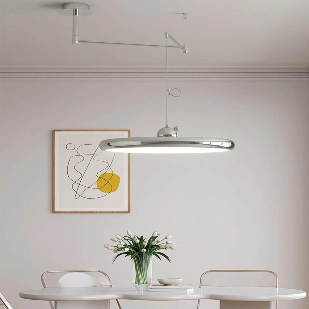 Flying saucer rocker arm dining room chandelier Modern simple table light advanced French minimalist dining room chandelier
