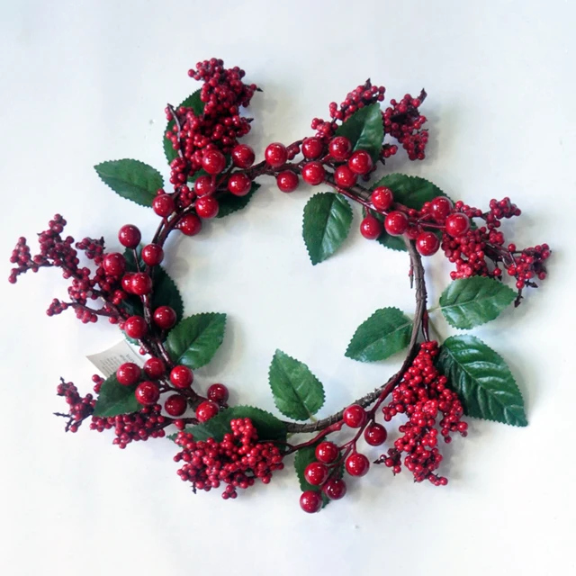 Christmas 2022  decoration customized artificial garland swag with red berries and snow effect
