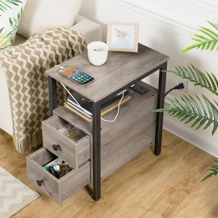 Wholesale Custom Design Side Table with Double Drawers OEM 2 Drawers End Tables