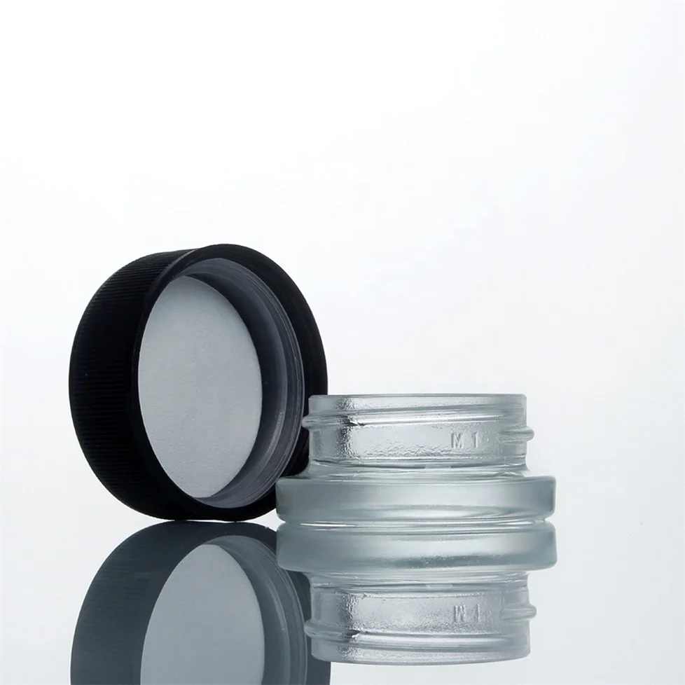 5 g 5 ml 10 ml 1 oz round square child proof cover Clear frosted Cream Container Cosmetic herbal medicine 2 oz glass hemp jar