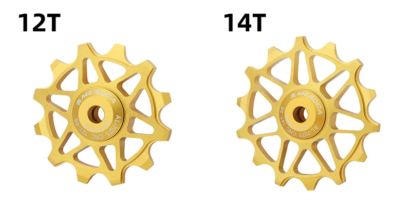 MEROCA Factory wholesale MEROCA Bicycle Rear Derailleur Guide Wheel 12/14T Aluminum Alloy MTB Ceramic Bearing Jockey Wheel