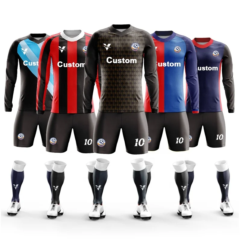 Custom soccer clothes Sublimation Men Long Sleeve Blank Soccer Jersey Youth original football shirt With Name Number WO-X1039