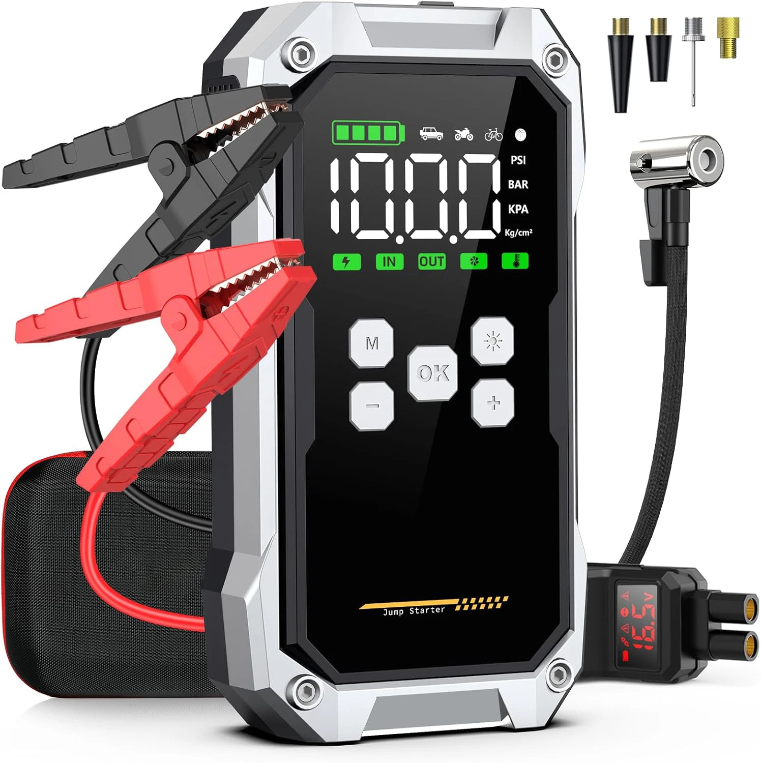 Factory Wholesale 5000A Emergency Car Kit 12V Car Jump Starter with Air Pump 21800mAh Hot Selling Large LCD Screen Design
