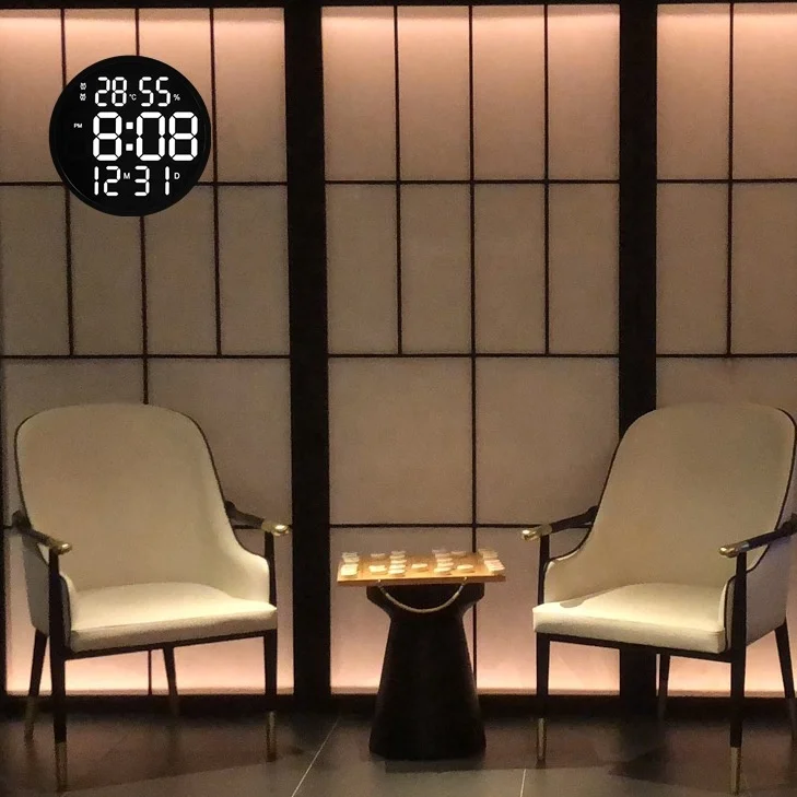 Modern Electronic LED Digital  Clock Wall Temperature & Humidity Creative Clocks Home Decor Clock Wall