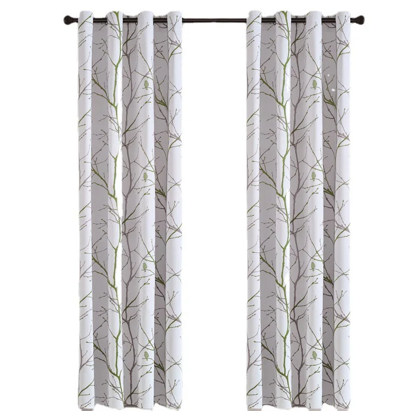 Ready Elegant Tree Ready Printed Heat Insulation Blackout Curtain For Living Room Block Out Drape Eyelet Curtain Factory