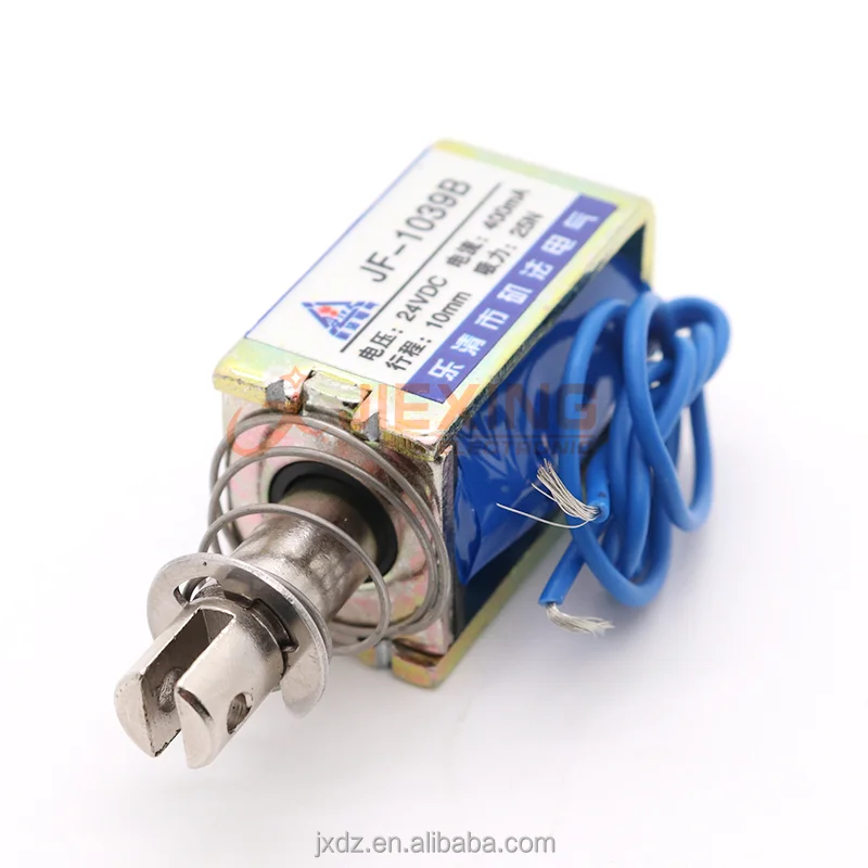 Solenoid Electromagnet JF-1039B DC 6V 12V 24V Stroke 10mm 1A 25N Suction 170g Through frame push type