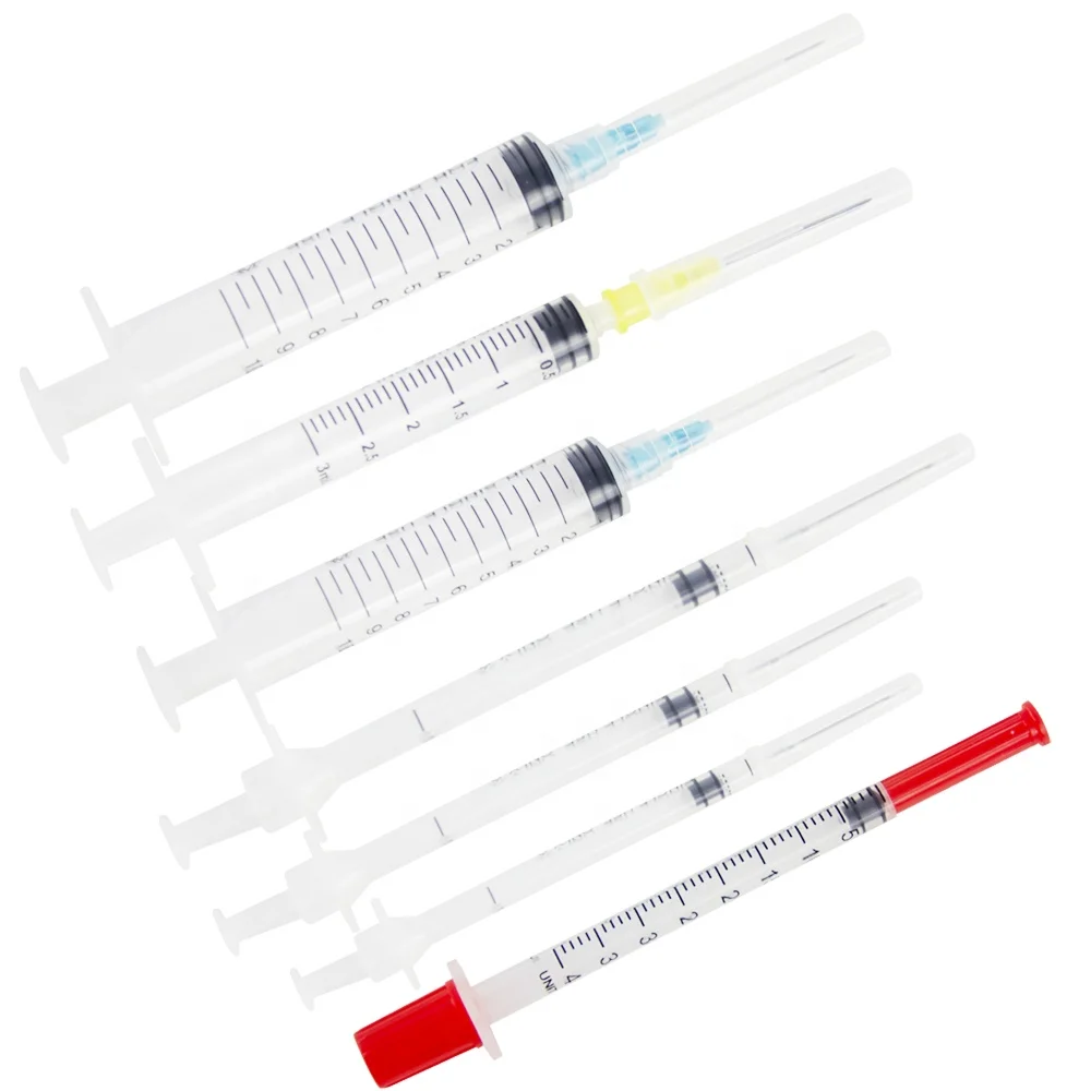 Chinese manufacturer 1ml 3ml 5ml 10ml 20ml Luer lock slip plastic medical disposable syringe with needle