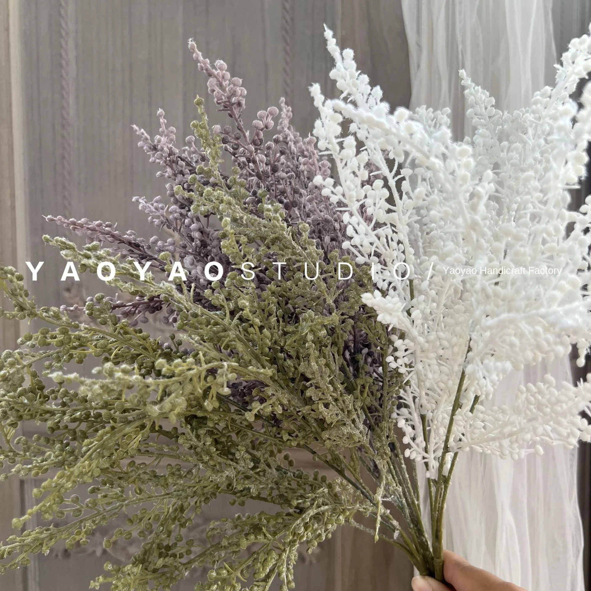 5 Fork Retro Style Grape Fruit Holding Flower Millet Grass Forest Green Plant Home Decoration Material Plastic simulated