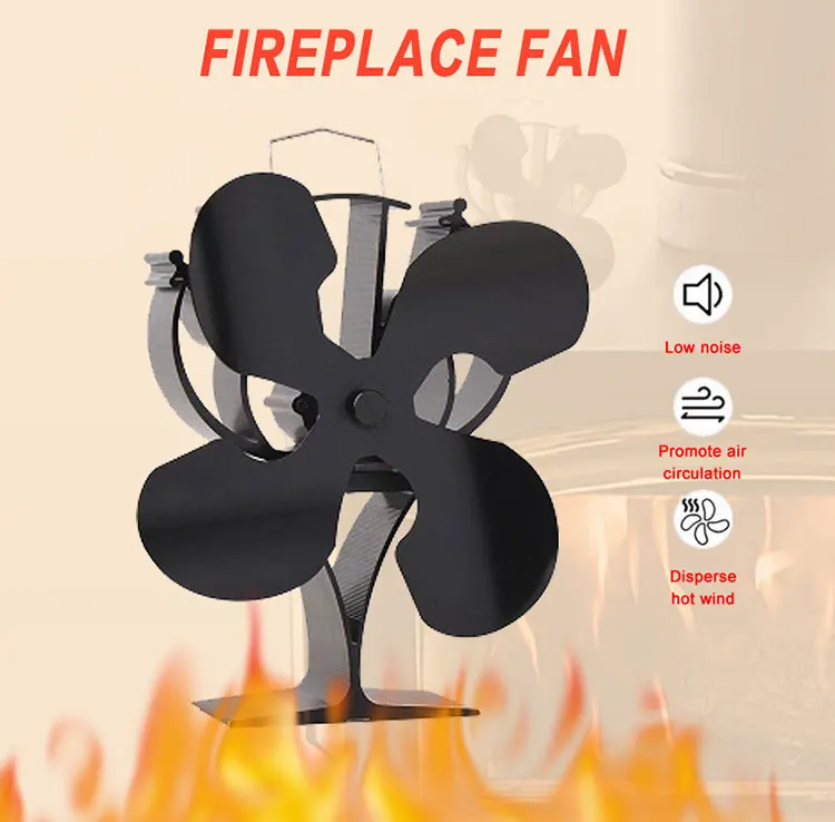 fireplace Small black  Heat Powered Wood Stove Fan