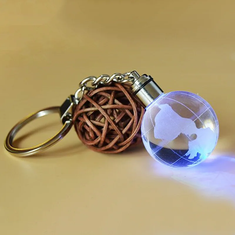 Светодиодная лампа с украшением в виде кристаллов Глобус стеклянный брелок для ключей MH-YS0499