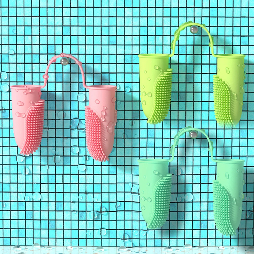 Soft pet oral care clean teeth bad breath two-finger toothbrush pet teeth brush pet finger tooth brush for dogs