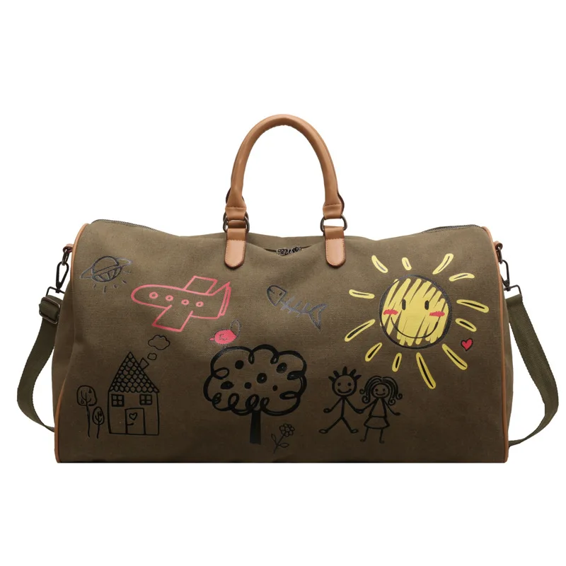 Cute fashion women canvas travel weekend multi functional men sports cheap duffle gym bag