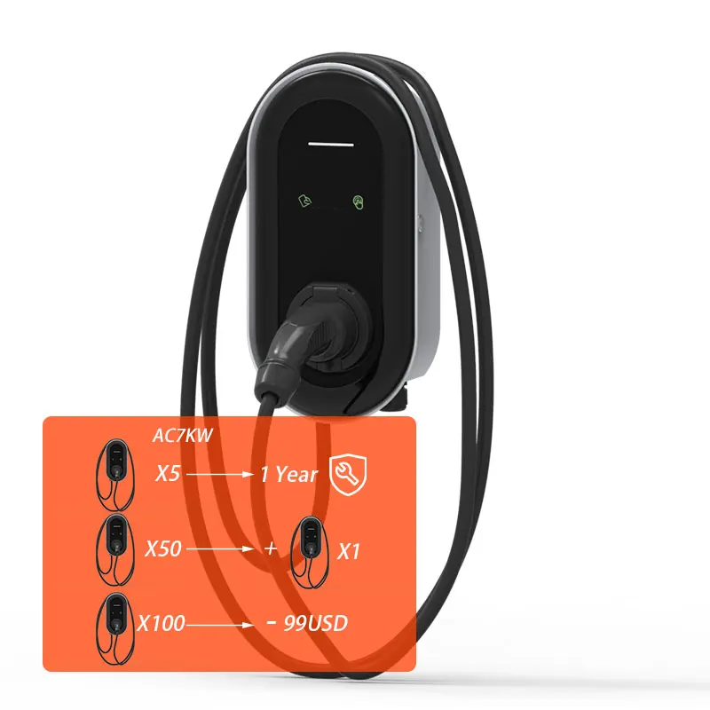 Ocpp 7 кВт Умный зарядный порт 32a Wallbox 32a Тип 2 Однофазное зарядное устройство для электромобилей 4g