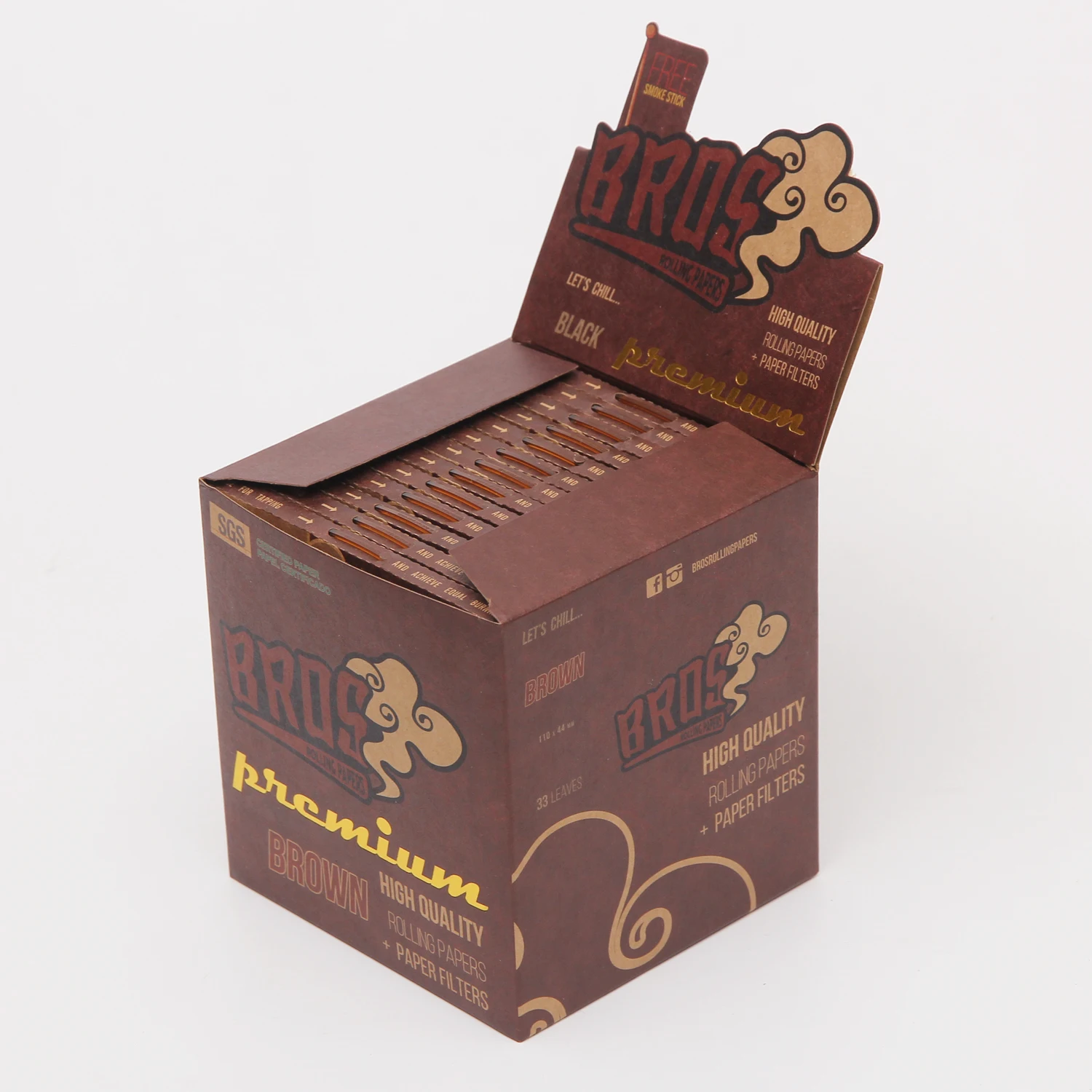 bros brown custom tobacco unbleached paper tips filters logo smoking rolling paper