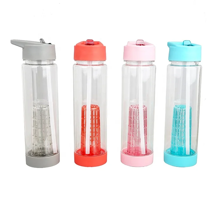 750ml/25oz hot selling cheap BPA Free clean plastic tritan fruit infuser gym sport crystal water bottle with flip lid and straw