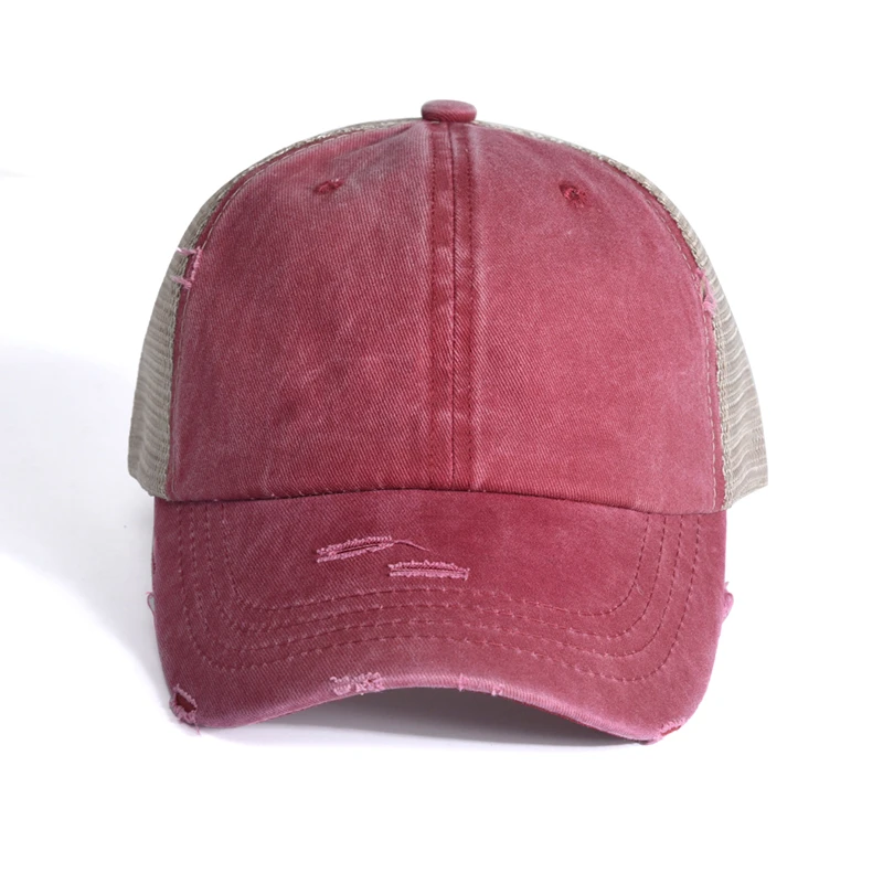 Customizable vintage simple blank plain retro distressed ripped worn out jean denim trucker hat