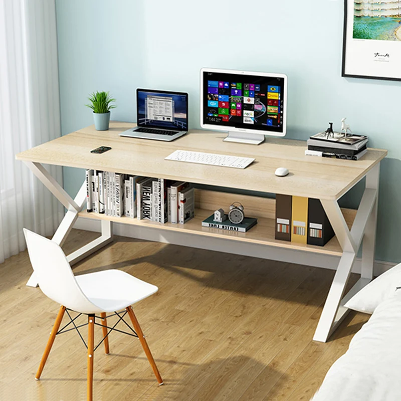 
Multifunctional modern home office double layer storage large computer table 