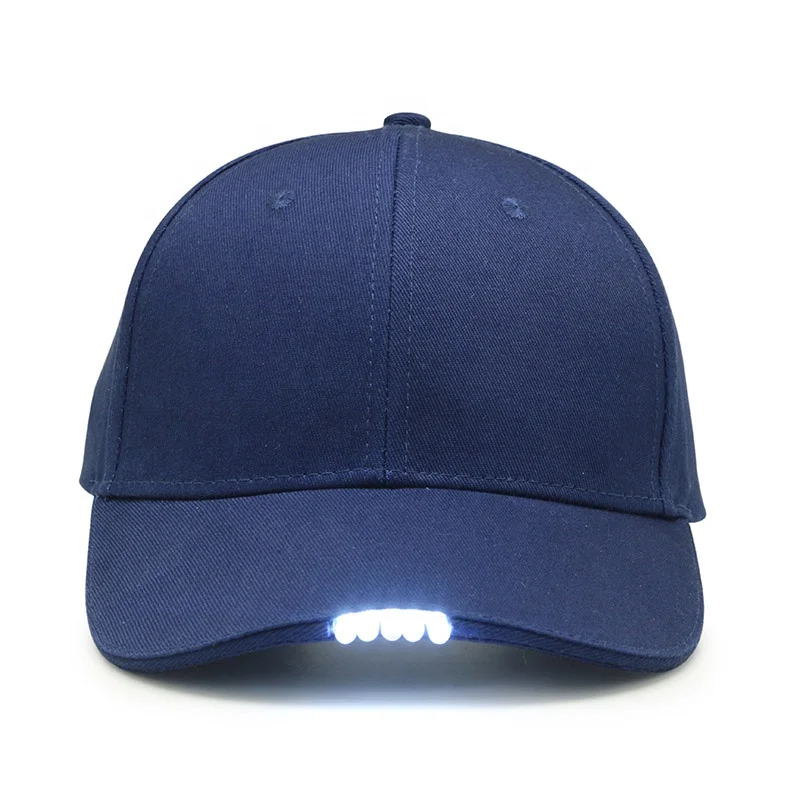 Wholesale custom cotton plain blank baseball hat cap with led light