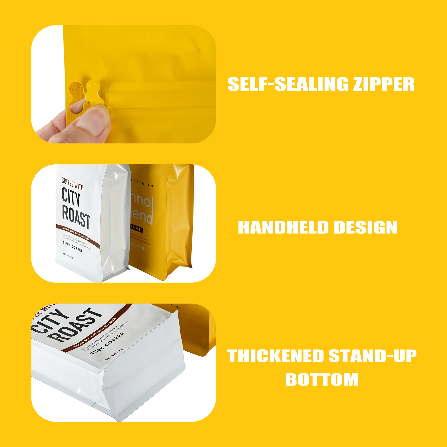 Wholesale Eco Flat Bottom Aluminum Foil Coffee Kraft Paper Package Pouch Custom Printed with Valve 500g 1kg Coffee Bags