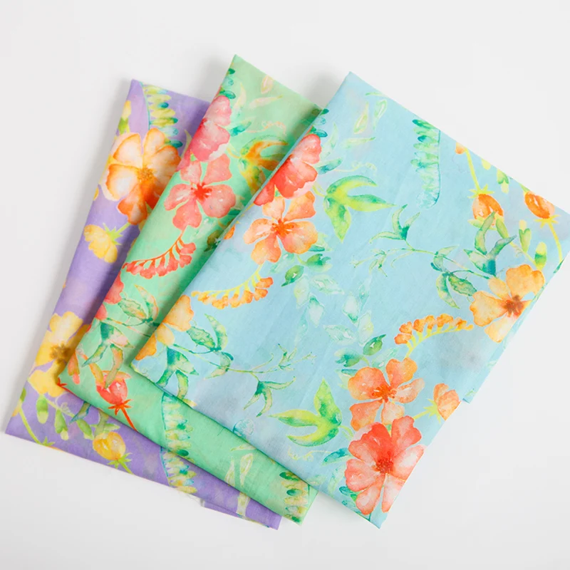 Multicolor Choose 100% pure linen cotton fabric small floral printed fabrics for girl dress