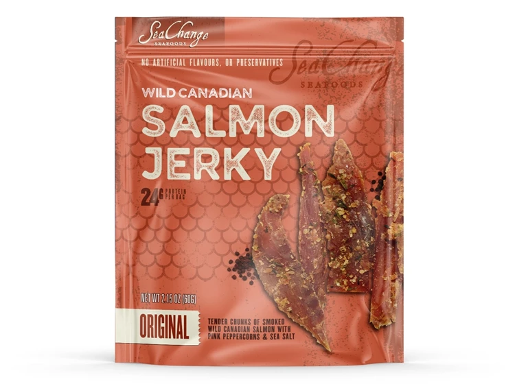 Custom Stand Up Pouch For Wild Salmon Jerky Packaging Reusable Meat Snacks Bag Moisture Proof Pet Treats Packaging