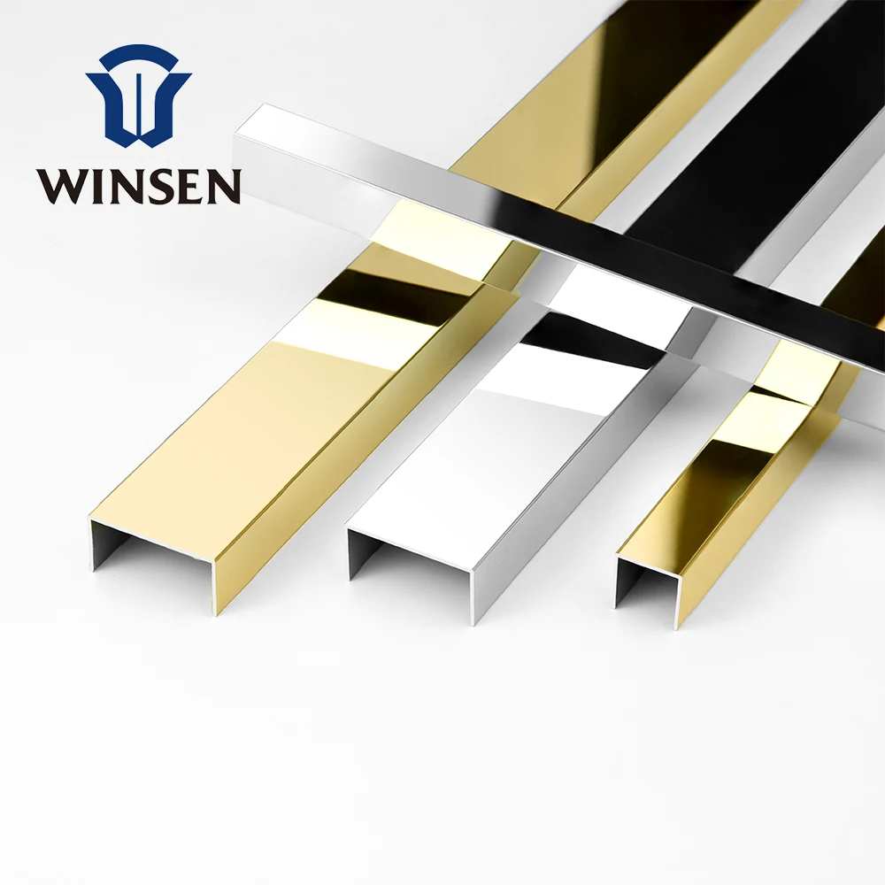 Winsen  304 U Shape OEM Logo Customized Ceramic U Shape Channel Listello Border Stainless Steel Listello Tile Trim