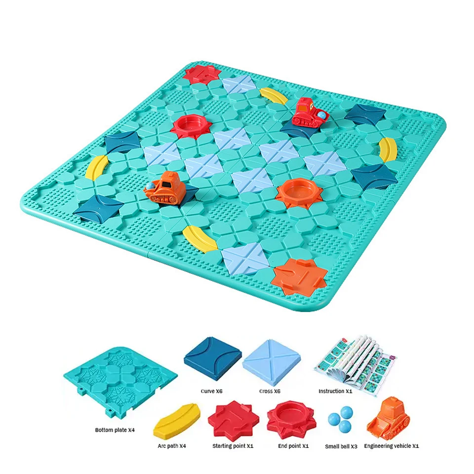 MINE Kids Road Building Maze Blocks Puzzle Logical Road Builder With 118 Challenges Pull Back Car Children Educational Toys