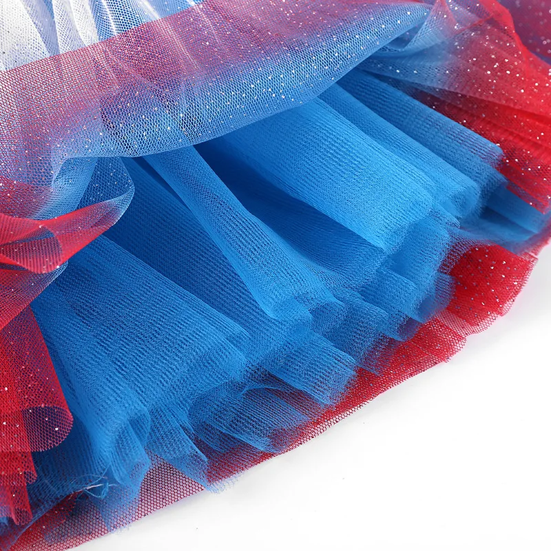 July 4th Soft Chiffon Children White/Blue/Red Mini Skirts Princess Sparkle Baby Girl Tutu Skirt