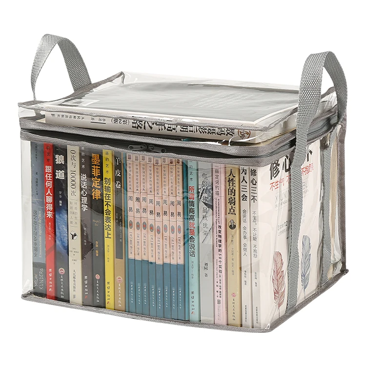 Clear storage book bag large capacity PVC CD book storage bag plastic storage bag organizer with handle