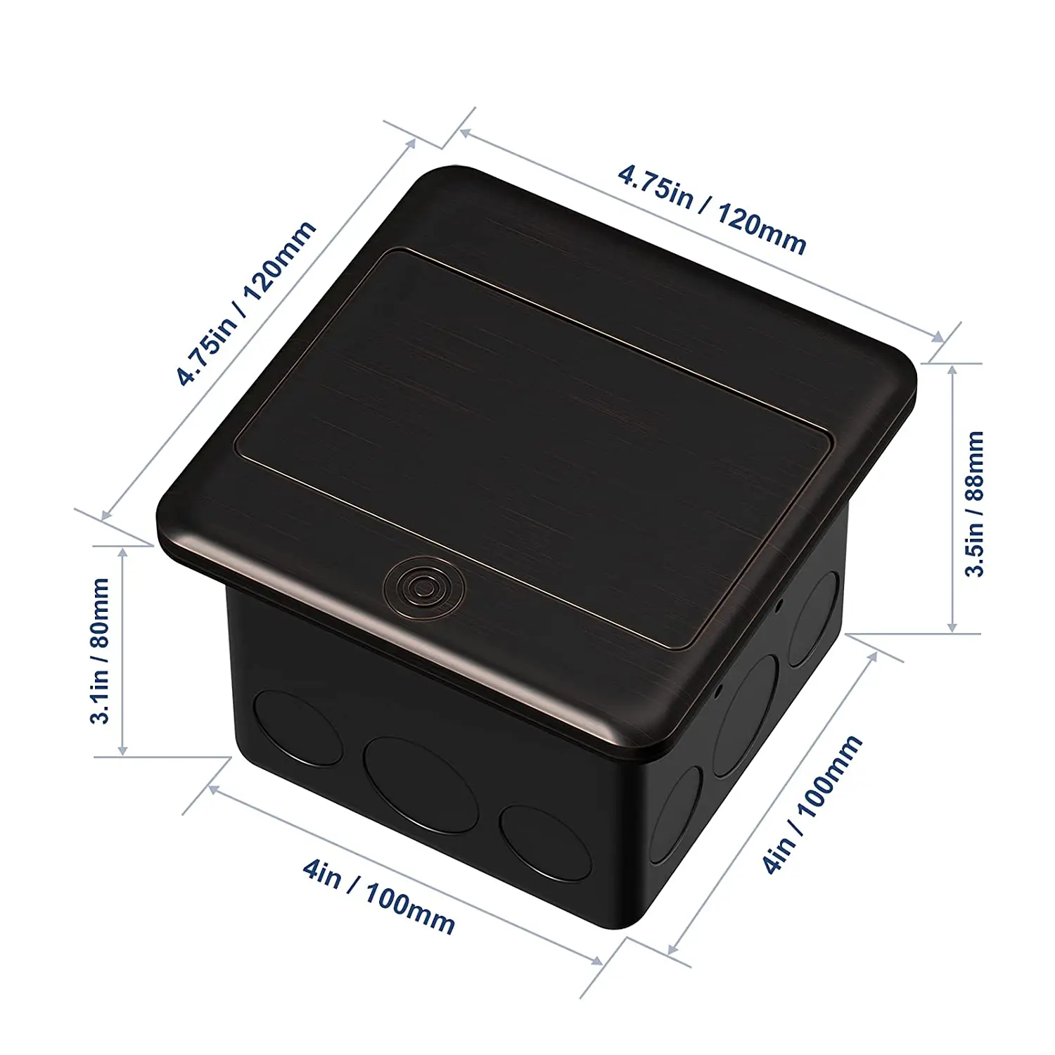 FRYIC Pop Up Floor Outlet Covers Box with 20 Amp Stainless Steel TR Receptacle Outlet Oil Rubbed Bronze