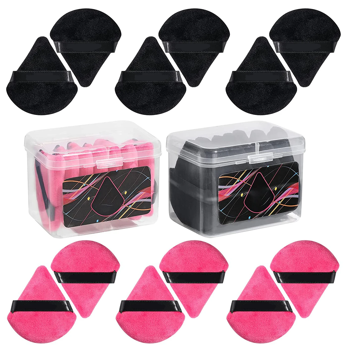 Black Soft Triangle Powder Puff Fluffy Soft Plush Makeup Loose Powder Puff Makeup for Foundation Bronzer Blusher