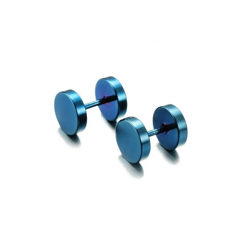 SC Hot Hip Hop Colorful  Stainless Steel Stud Earrings INS Sports Dumbbell Stud Earrings for Men Women