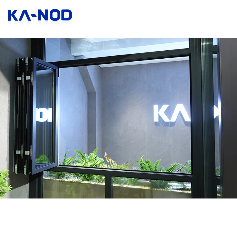 Kitchen Windproof aluminum double glazed accordion windows Windproof bi-folding window for house