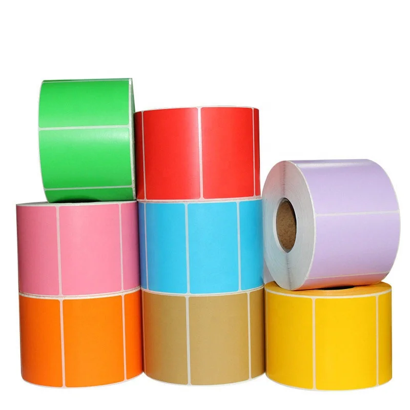 Multi size color thermal paper roll adhesive sticker label roll