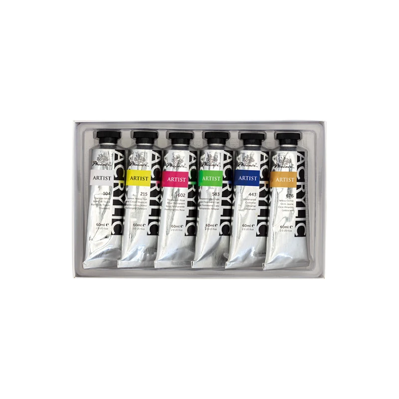 Phoenix 6 Colours 60ml Artist Grade Manufacturer OEM Private Logo Painting Acrylic Colors Set