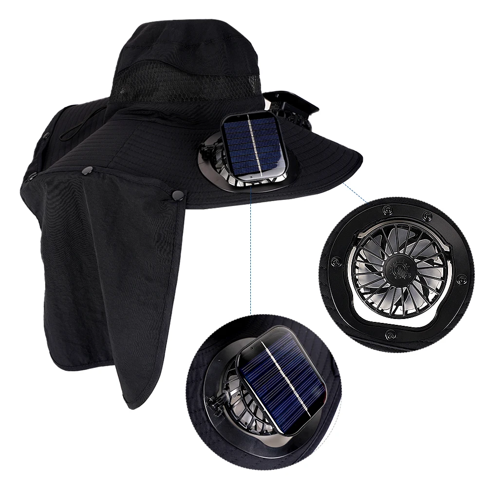High Quality Summer Solar Powered Sun Visor Cap Travel Outdoor Riding Fan Caps