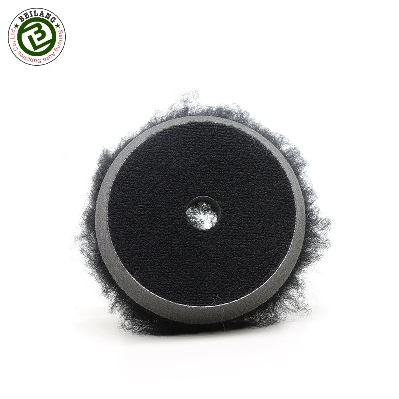 Черная шерстяная аппарат для смешивания Pad 3 дюймов Для Полировки Автомобиля буфера натуральный мех ягненка пальто из шерсти тяжелый режущий диск